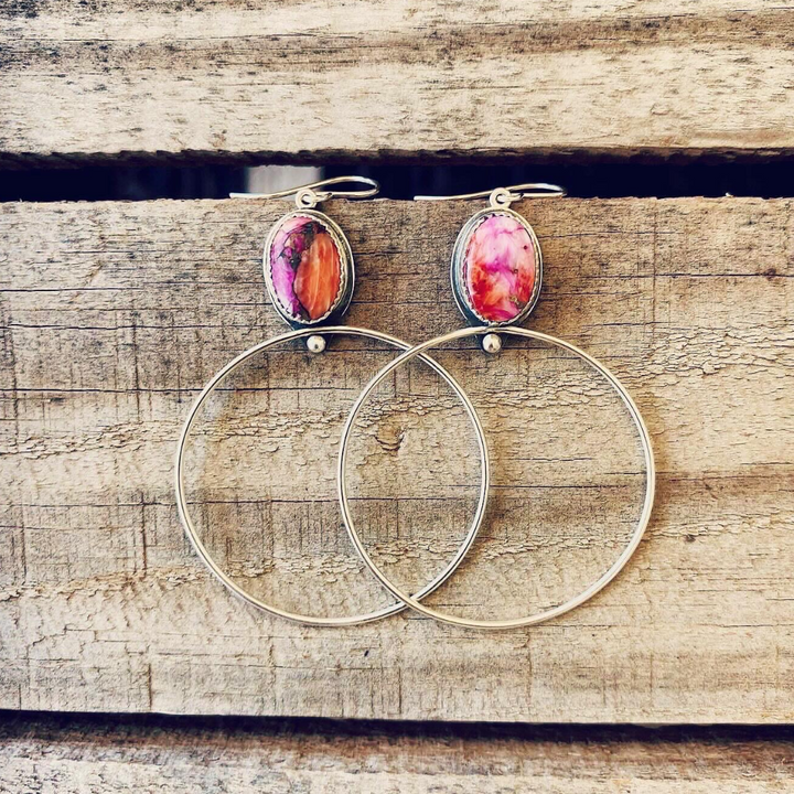 Pink Starburst Hoop Earrings