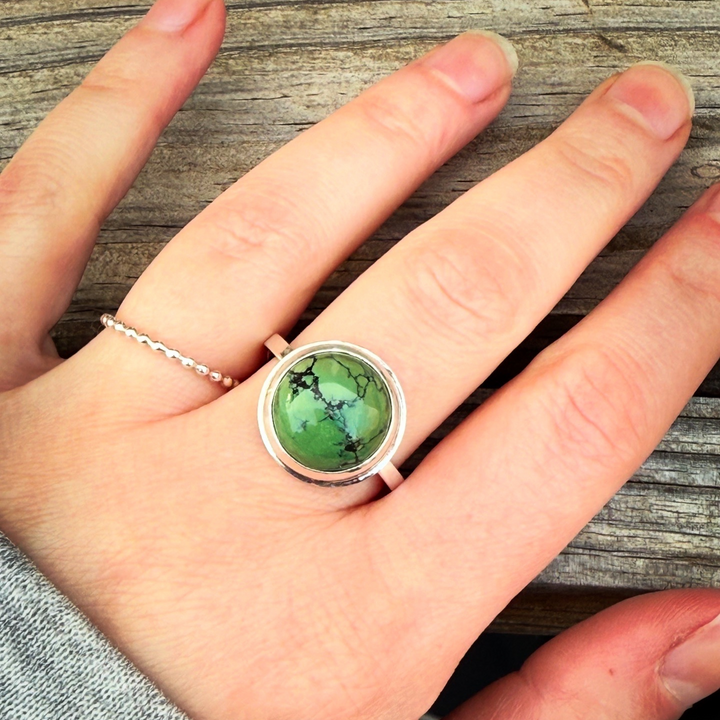 Green Turquoise Ring // Size 9