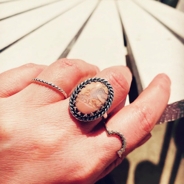 Pink Lace Agate Ring // Size 8