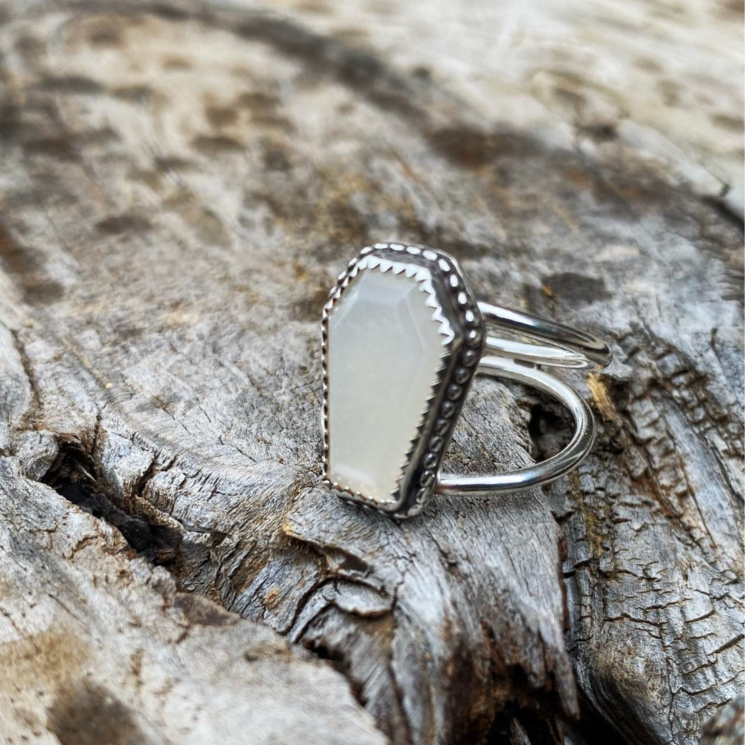 "Spooky" // White Moonstone Ring // Size 6.5