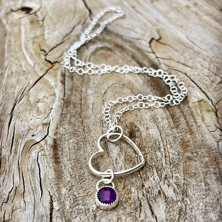 Heart + Amethyst Necklace // Ready to Ship