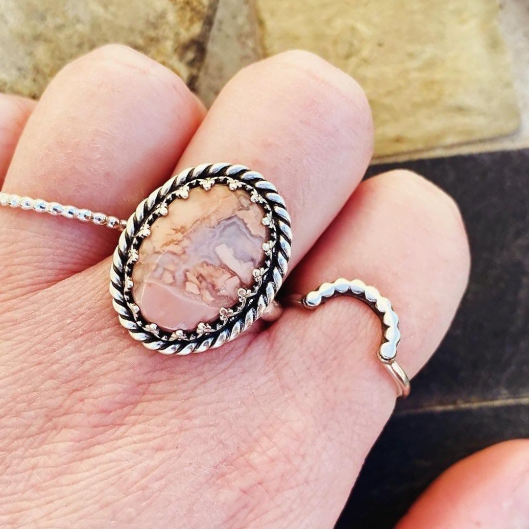 Pink Lace Agate Ring // Size 8