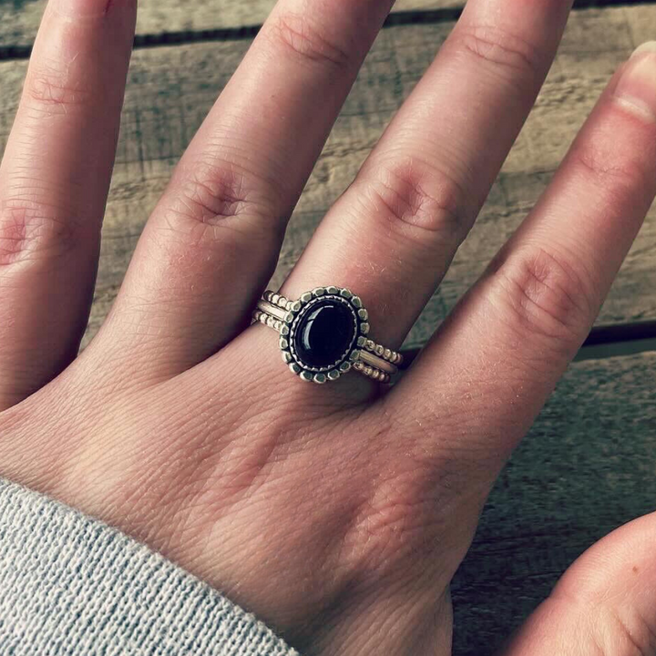 Midnight // Black Onyx Stacking Ring // Made to Order