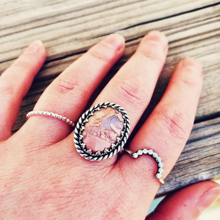 Pink Lace Agate Ring // Size 8