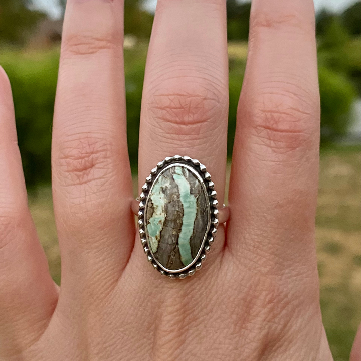 Lucin Ribbon Variscite Ring // Size 7