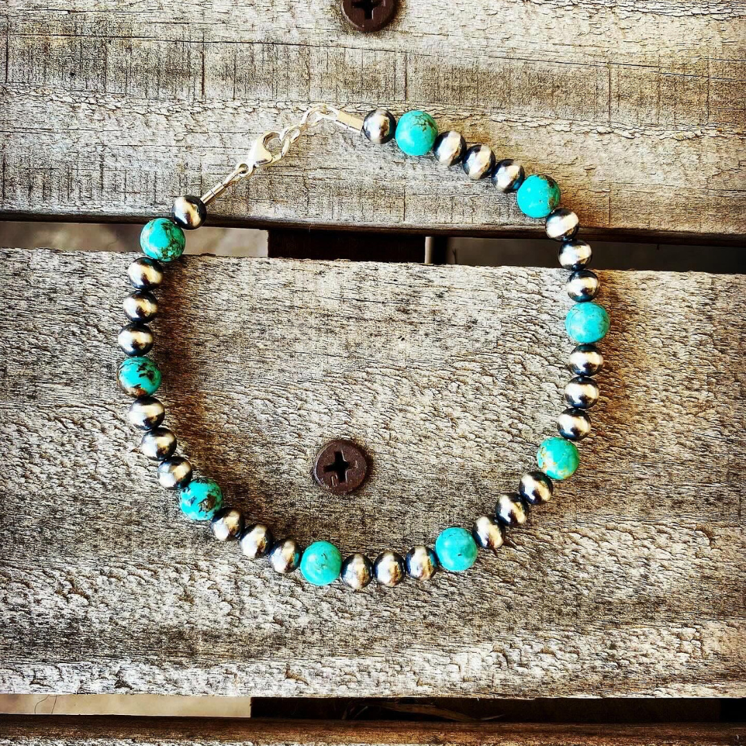 "Zooey" // Turquoise + Silver Bracelet