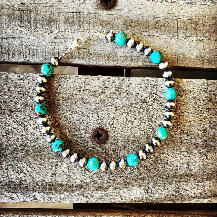 "Zooey" // Turquoise + Silver Bracelet