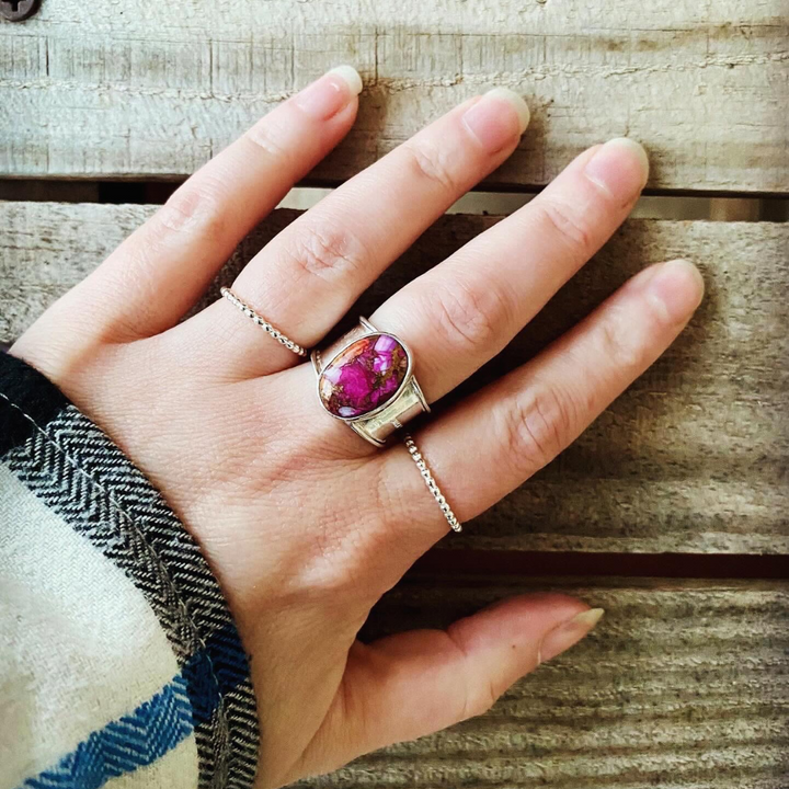 Pink Starburst Ring // Size 7 // Ready to Ship