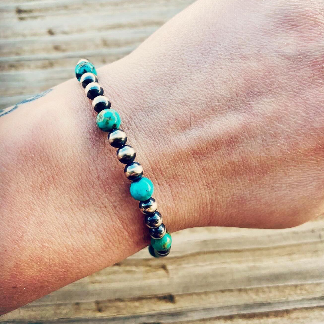 "Zooey" // Turquoise + Silver Bracelet