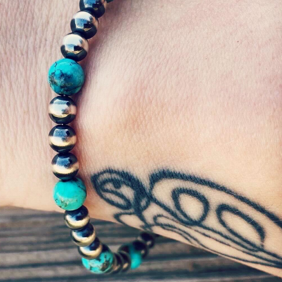 "Zooey" // Turquoise + Silver Bracelet