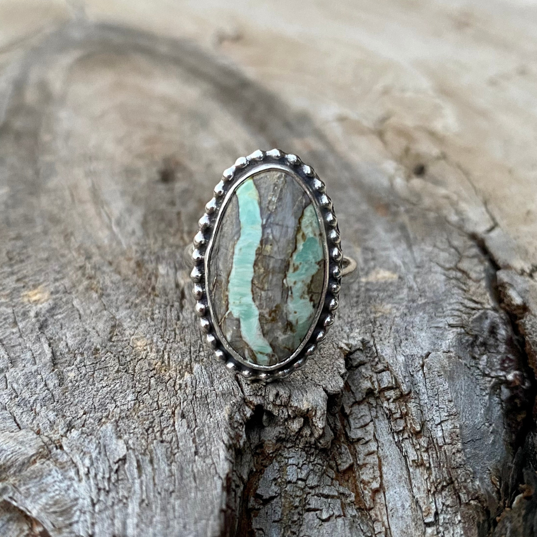 Lucin Ribbon Variscite Ring // Size 7