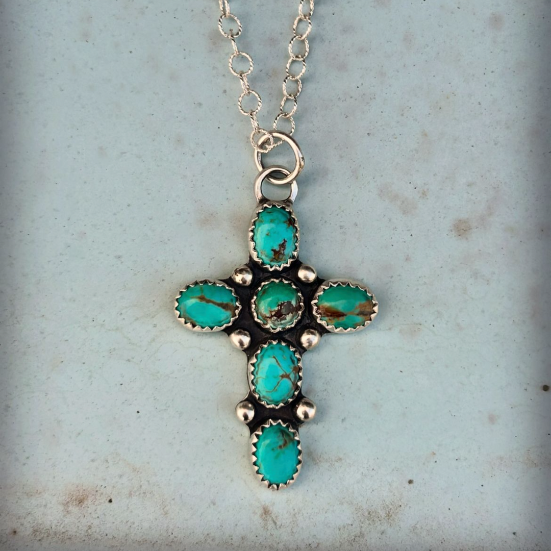 Turquoise + Cross // 16in. Necklace